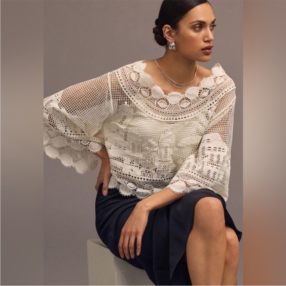 FARM Rio White Cropped Ruffled Blouse - Picture 3 of 16